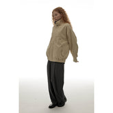 Unisex Jacket Vintage Baggy Coat Men's and Women's Stand Collar Jacket